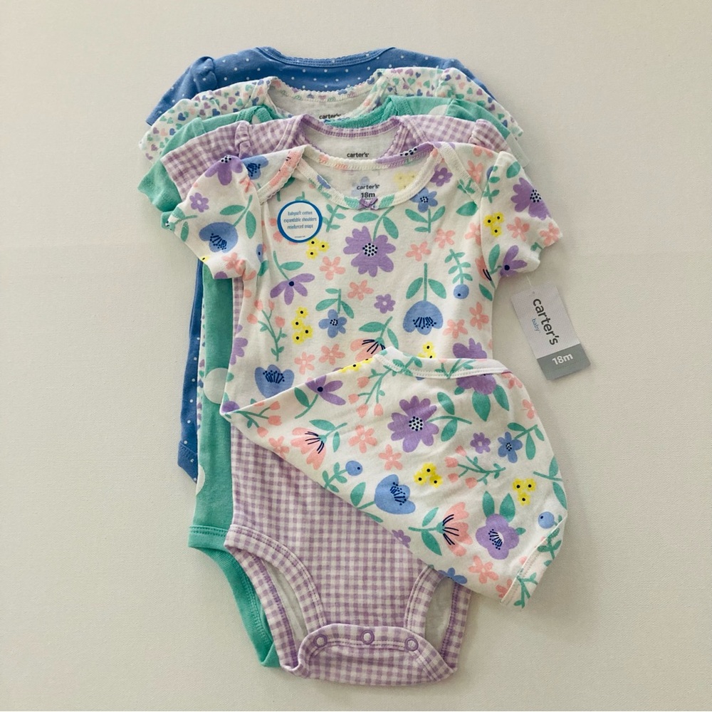 Carter’s Baby Girl 18 Months 5-pk Floral Bodysuit Set Spring Easter Summer